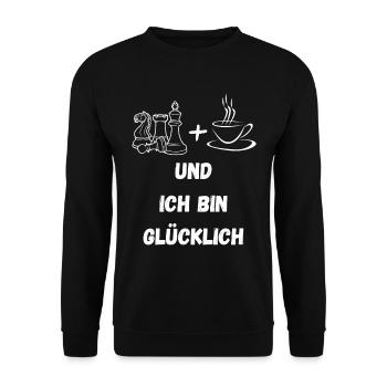 Schach Geschenk Schachspieler Kaffee Tee - Unisex Pullover - Schwarz - Vorne - Alina (178cm) & Michal (187cm)