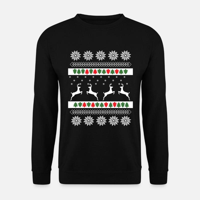 Weihnachtspulli Norweger Muster Rentiere - Unisex Pullover - Schwarz