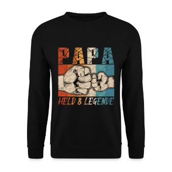 Papa Hero & Legend | Father's Day | Birthday - Unisex Sweatshirt - black - Front - Alina (178cm) & Michal (187cm)
