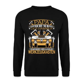 Papa | Nicht nur der Hammer sondern | Handwerker - Unisex Pullover - Schwarz - Vorne - Alina (178cm) & Michal (187cm)