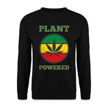PLANT POWERED Hemp/Cannabis Leaf Vegan/Vegetarian - Unisex Sweatshirt - black - Front - Alina (178cm) & Michal (187cm)