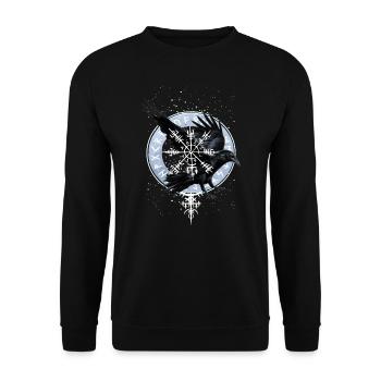 Runes Norse mystical raven symbol - Unisex Sweatshirt - black - Front - Alina (178cm) & Michal (187cm)