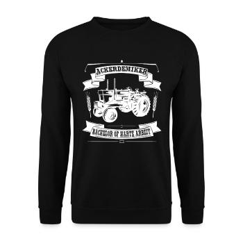 Traktor lustiger Spruch Trecker Landwirt Geschenk - Unisex Pullover - Schwarz - Vorne - Alina (178cm) & Michal (187cm)