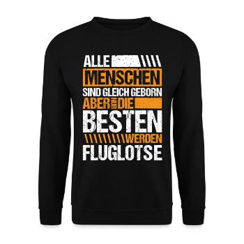 Fluglotse Fluglotsin Fliegen - Unisex Pullover - Schwarz - Vorne - Alina (178cm) & Michal (187cm)