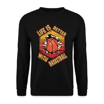 Basketball Basketballer Sport Fan Vintage Retro - Unisex Sweatshirt - black - Front - Alina (178cm) & Michal (187cm)