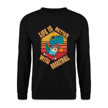 Basketball Dino T-Rex Player Sport Vintage Retro - Sweat-shirt Unisexe - noir - Devant - Alina (178cm) & Michal (187cm)