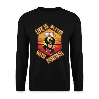 Basketball Gorilla Player Sport Vintage Retro - Unisex Sweatshirt - black - Front - Alina (178cm) & Michal (187cm)