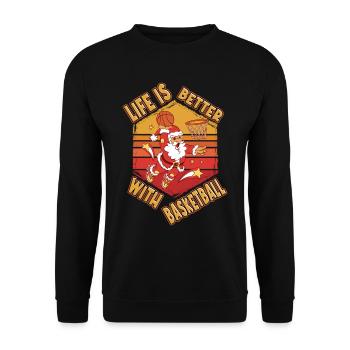 Basketball Santa Claus Player Vintage Retro - Unisex Sweatshirt - black - Front - Alina (178cm) & Michal (187cm)