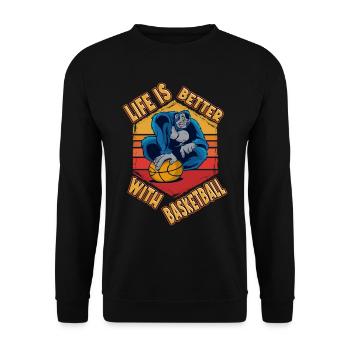 Basketball Basketball Player Vintage Retro - Unisex Sweatshirt - black - Front - Alina (178cm) & Michal (187cm)