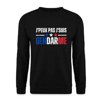 J'peux pas j'suis Gendarme Cadeau Humour - Sweat-shirt Unisexe - noir - Devant - Alina (178cm) & Michal (187cm)