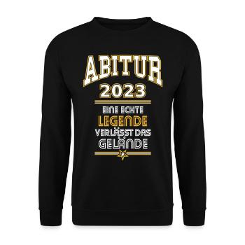 Abitur Legende 2023 Abi 23 Abishirt - Unisex Pullover - Schwarz - Vorne - Alina (178cm) & Michal (187cm)