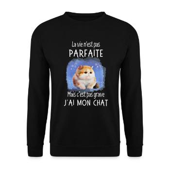 Mais C’est Pas Grave J'ai Mon Chat Humour - Sweat-shirt Unisexe - noir - Devant - Alina (178cm) & Michal (187cm)