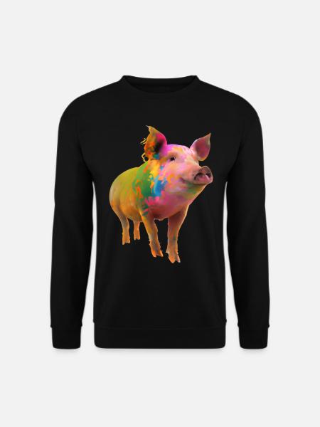 Farbenfrohes Schwein - Unisex Pullover - Schwarz