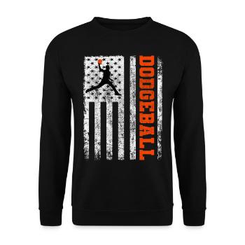 American Flag Dodgeball Player Coach Team Sports - Unisex Sweatshirt - black - Front - Alina (178cm) & Michal (187cm)