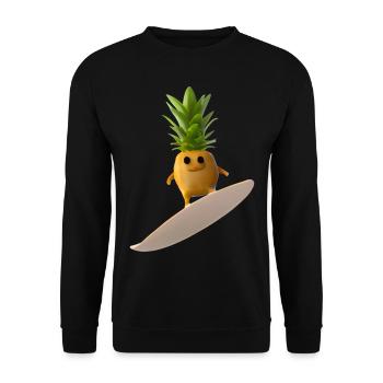 Surfende Ananas - Unisex Pullover - Schwarz - Vorne - Alina (178cm) & Michal (187cm)