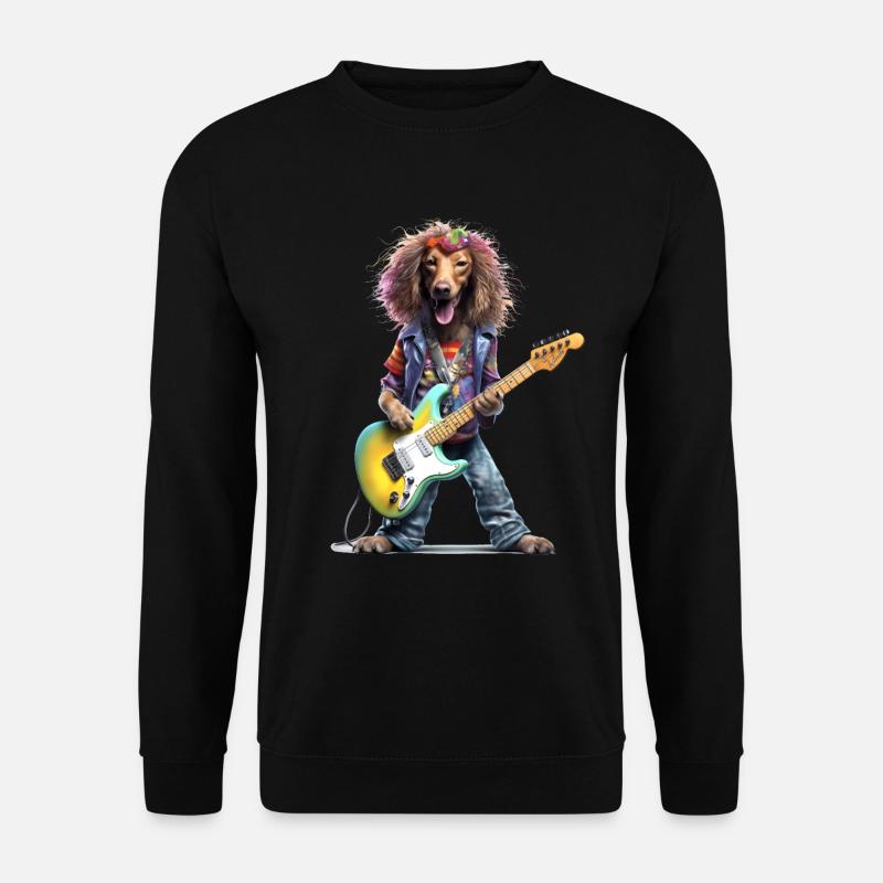 Gitarre spielender Hund - Unisex Pullover - Schwarz