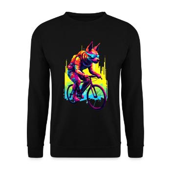 Dog on bike / road bike, by NeonCat - Unisex Sweatshirt - black - Front - Alina (178cm) & Michal (187cm)