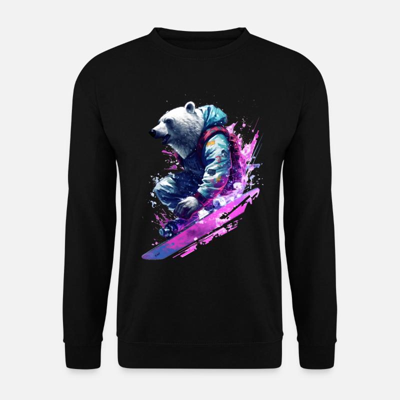 Polar bear on snowboard - Unisex Sweatshirt - black