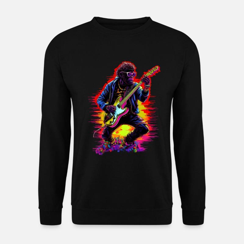Gitarre spielender Affe - Unisex Pullover - Schwarz