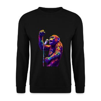 Singe chanteur avec microphone - Sweat-shirt Unisexe - noir - Devant - Alina (178cm) & Michal (187cm)