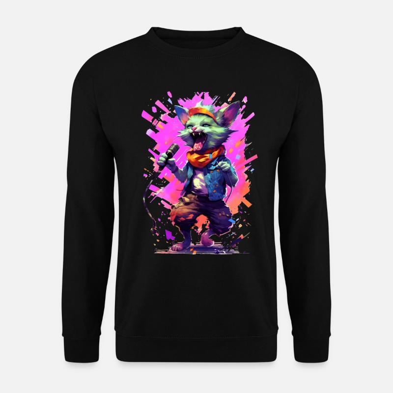Singing cat with microphone - Unisex Sweatshirt - black