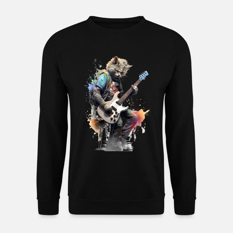 Guitar Playing Cat Punk - Unisex Sweatshirt - black