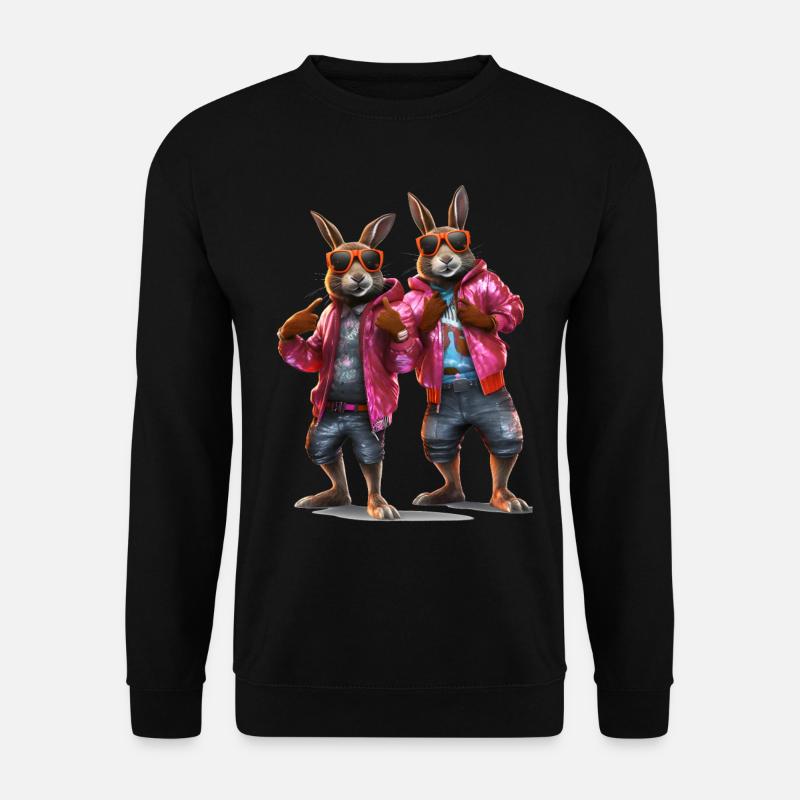 Hip Hop Hasen mit Sonnenbrille - Unisex Pullover - Schwarz