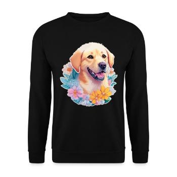 Chien Labrador Retriever avec motif de couronne de fleurs - Sweat-shirt Unisexe - noir - Devant - Alina (178cm) & Michal (187cm)