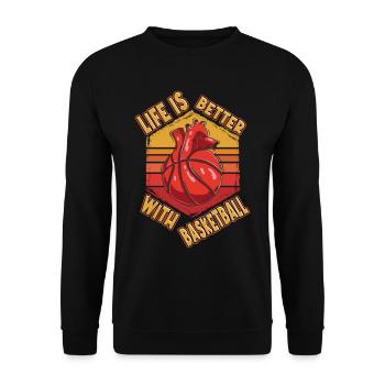 Basketball Heart Basketball Player Sport Fan Vintage - Unisex Sweatshirt - black - Front - Alina (178cm) & Michal (187cm)