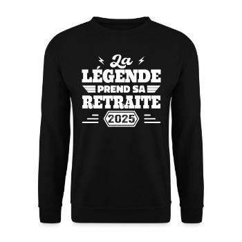 La Légende Prend Sa Retraite 2025 Cadeau Retraite - Sweat-shirt Unisexe - noir - Devant - Alina (178cm) & Michal (187cm)