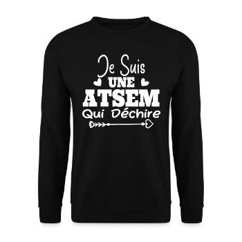 Je suis une ATSEM qui déchire Idée Cadeau Atsem - Sweat-shirt Unisexe - noir - Devant - Alina (178cm) & Michal (187cm)