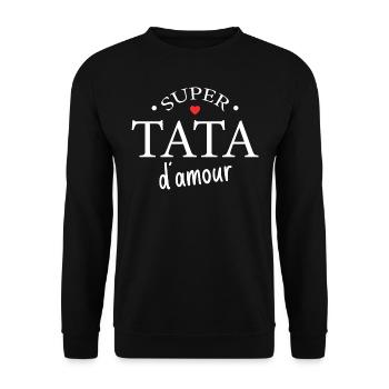 Super Tata D'amour - Sweat-shirt Unisexe - noir - Devant - Alina (178cm) & Michal (187cm)