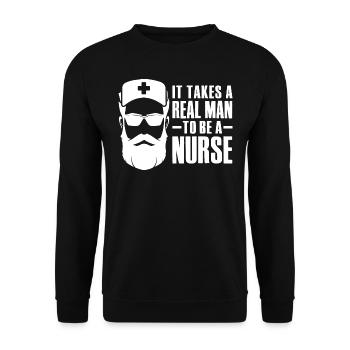 Il faut un vrai homme pour être infirmier - Sweat-shirt Unisexe - noir - Devant - Alina (178cm) & Michal (187cm)
