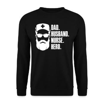 Papa Mari Infirmière Héroïne - Infirmière soignante - Sweat-shirt Unisexe - noir - Devant - Alina (178cm) & Michal (187cm)