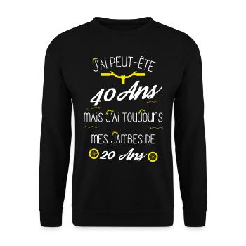 j'ai des jambes de 20 ans - Sweat-shirt Unisexe - noir - Devant - Alina (178cm) & Michal (187cm)