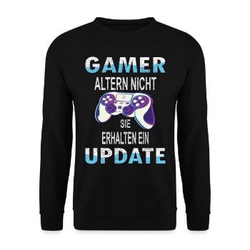 Gamers don't age, they get an update - Unisex Sweatshirt - black - Front - Alina (178cm) & Michal (187cm)