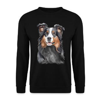 Australischer Schäferhund - Unisex Pullover - Schwarz - Vorne - Alina (178cm) & Michal (187cm)