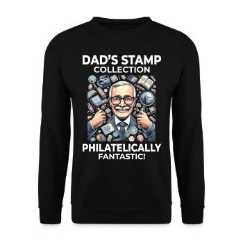 Collectionneur de timbres-poste vintage papa philatéliste - Sweat-shirt Unisexe - noir - Devant - Alina (178cm) & Michal (187cm)