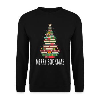 Livres Arbre de Noël, Joyeux Bookmas - Sweat-shirt Unisexe - noir - Devant - Alina (178cm) & Michal (187cm)