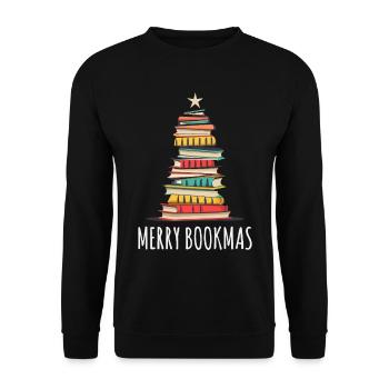 Livres Arbre de Noël, Joyeux Bookmas - Sweat-shirt Unisexe - noir - Devant - Alina (178cm) & Michal (187cm)