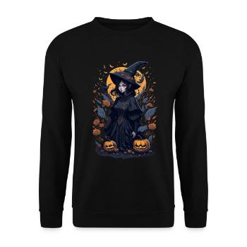 Nuit envoûtante : Sorcière noire d’Halloween - Sweat-shirt Unisexe - noir - Devant - Alina (178cm) & Michal (187cm)