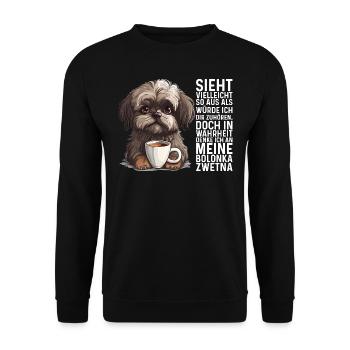 Ich denke an meine Bolonka Zwetna Hund Bolonka - Unisex Pullover - Schwarz - Vorne - Alina (178cm) & Michal (187cm)