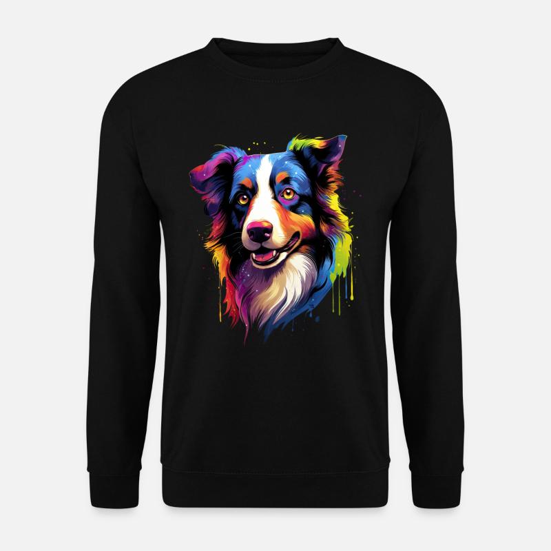 bunter Border Collie Hundekopf - Unisex Pullover - Schwarz