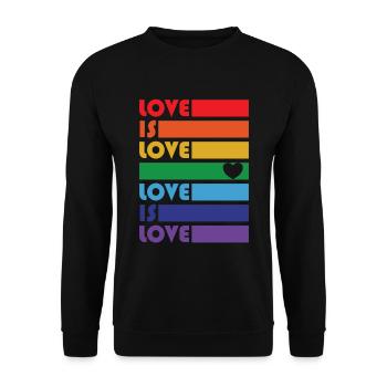 Love is Love LGBTQ gay lesbian pride drag design - Unisex Pullover - Schwarz - Vorne - Alina (178cm) & Michal (187cm)