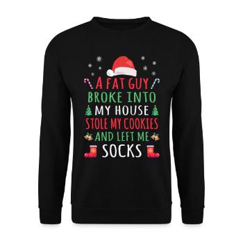 Lustiger Nikolaus Spruch - Ein dicker Kerl ....... - Unisex Pullover - Schwarz - Vorne - Alina (178cm) & Michal (187cm)