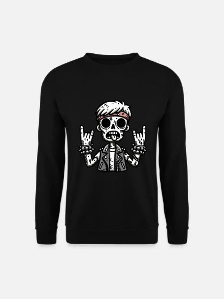 Rock On Skeleton Rebel Tee – Zombie-Rocker - Unisex Pullover - Schwarz