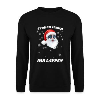 Frohen Pump Ihr Lappen Outfit - Unisex Pullover - Schwarz - Vorne - Alina (178cm) & Michal (187cm)