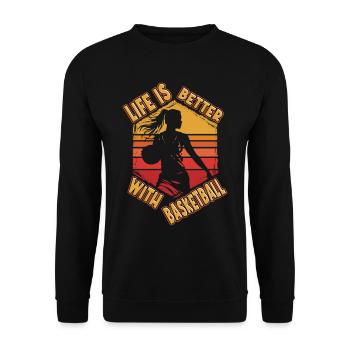 Basketball Frau Basketballerin Basketballspielerin - Unisex Pullover - Schwarz - Vorne - Alina (178cm) & Michal (187cm)