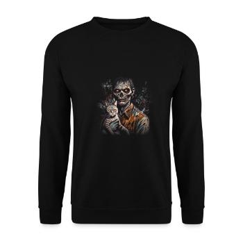 Cataclysm - Apocalyptic Companion - Zombie and Cat - Unisex Sweatshirt - black - Front - Alina (178cm) & Michal (187cm)