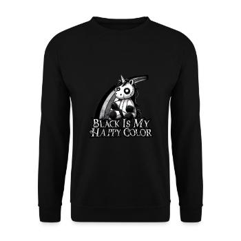Black Is My Happy Color - Unicorn and Rainbow - Unisex Sweatshirt - black - Front - Alina (178cm) & Michal (187cm)